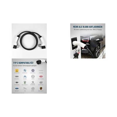 Ladekabel für E-Autos 2x Typ 2 Stecker schwarz zum Laden von