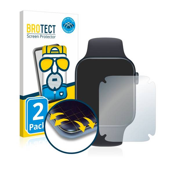 2x BROTECT Flex Matte Full-Cover Displayschutzfolie für Apple Watch SE 2022 (44
