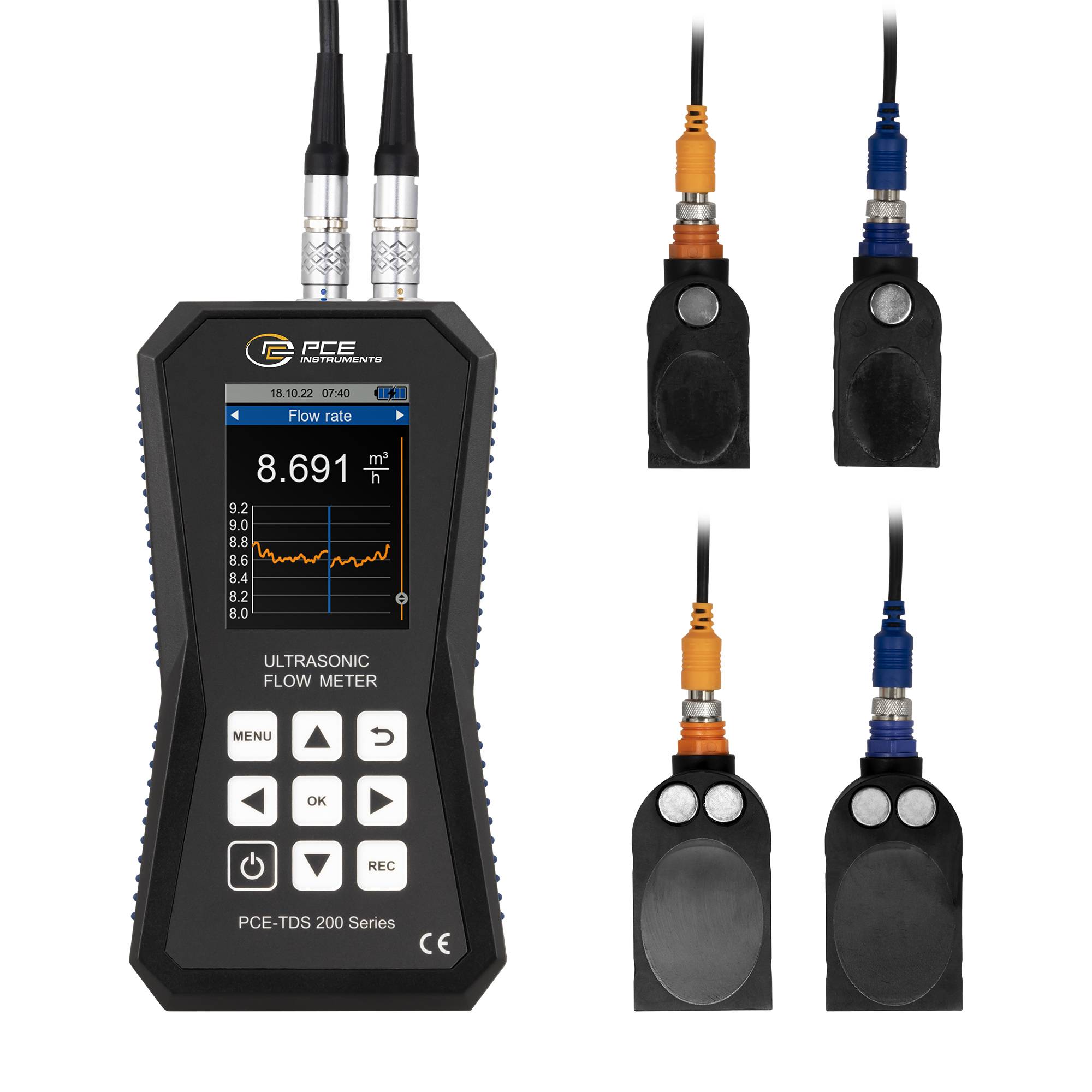 PCE Instruments Ultraschall-Durchflussmessgerät PCE-TDS 200 ML |Durchflusssensoren für Rohrgröße 50-700 mm /315-6000 mm-1