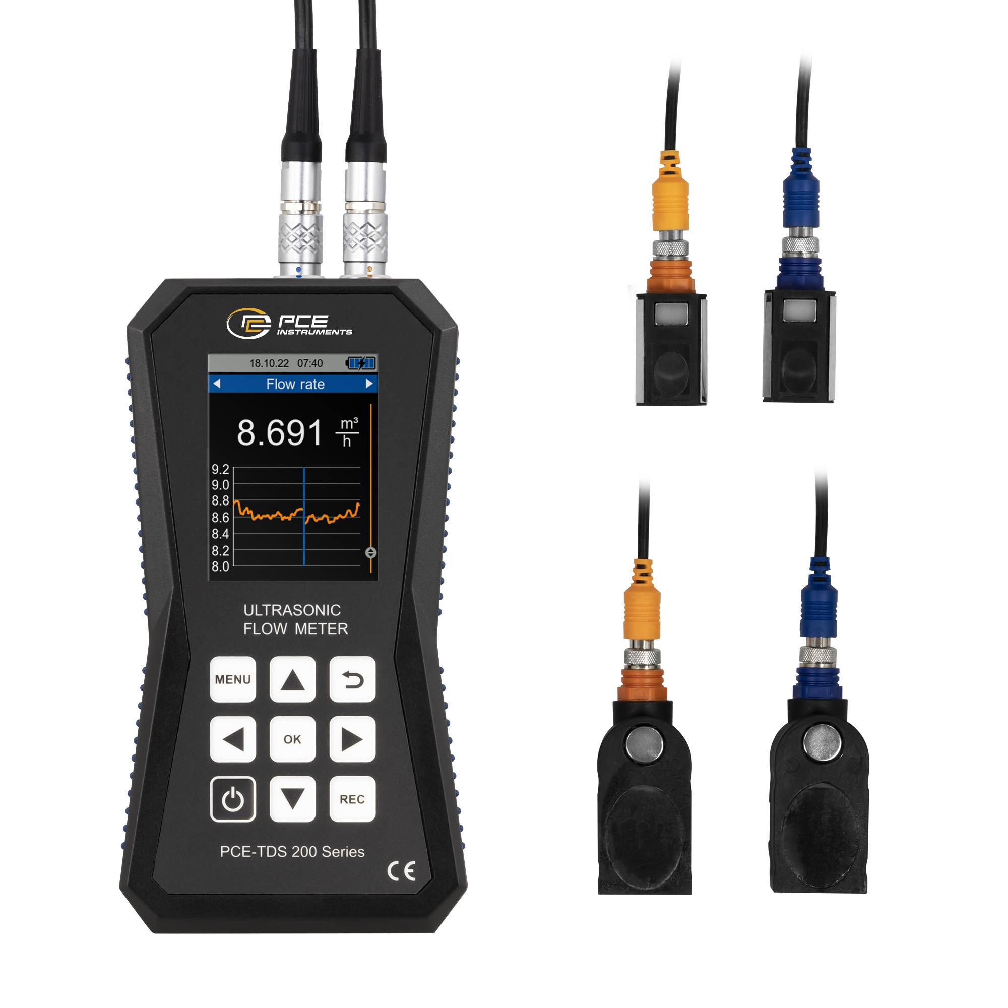 PCE Instruments Ultraschall-Durchflussmessgerät PCE-TDS 200 SM mit Durchflusssensoren Rohrgröße: 20-108 mm / 50-700 mm-1