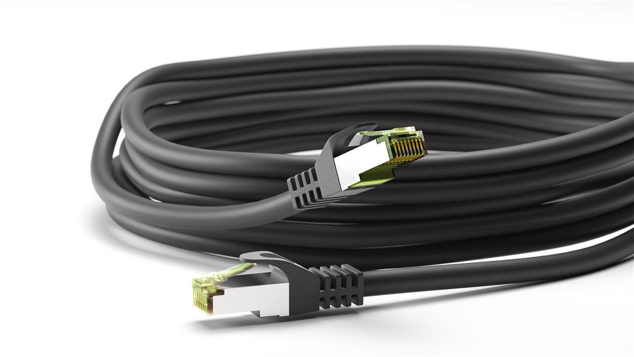 Goobay 61096 CAT 8.1 Patchkabel S/FTP PiMF halogenfrei 2 GHz Netzwerkkabel Internetkabel Patch Cord LAN Kabel Schwarz 5m-4