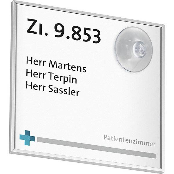 MADRID Silver Line Vario Türschild selbstklebend Kunststoff entspiegelt für Format 148 x 144 mm. Moedel GmbH |-1