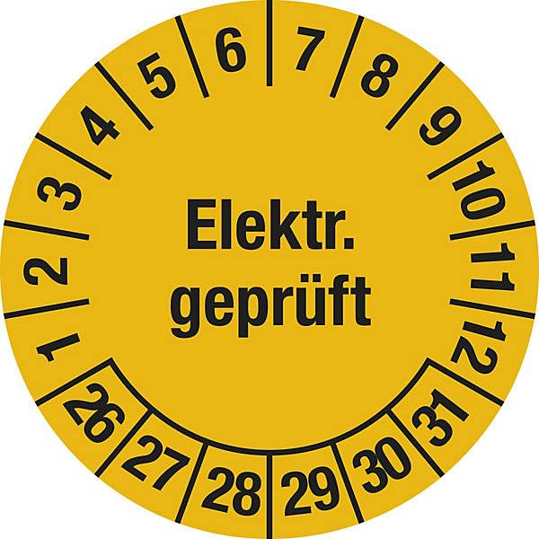 Elektr. geprüft Dokumentenfolie Ø 30 mm VE 10 Stk 26 - 31 gelb. H. Marahrens Sicherheits- | Industrie- u.-0