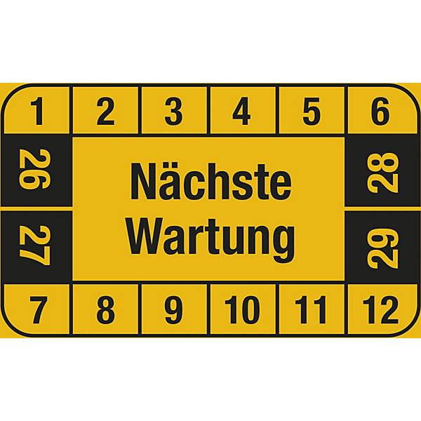 Nächste Wartung LxH 40 x 25 mm VE 10 Stk gelb 26 - 29. H. Marahrens Sicherheits- | Industrie- u.-0