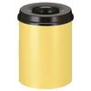 Sicherheits-Papierkorb Stahl selbstlöschend Volumen 15 l HxØ 360 x 255 mm Korpus gelb / Löschkopf schwarz.