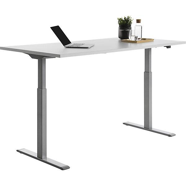 Schreibtisch elektrisch höhenverstellbar gerade BxT 1600 x 800 mm lichtgrau/grau. Topstar GmbH 67846449-2