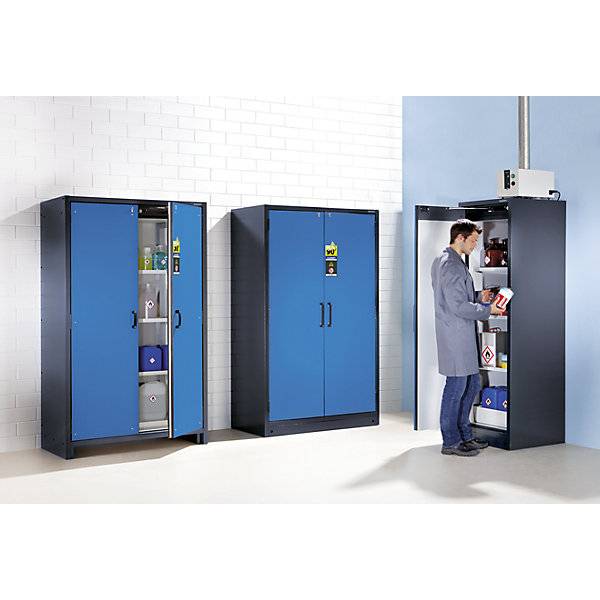 Feuerbeständiger Gefahrstoffschrank Typ 30 2-türig 3 Fachböden Türen lichtblau. TAKKT Industrial & Packaging-1