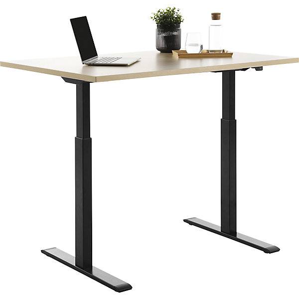 Schreibtisch elektrisch höhenverstellbar gerade BxT 1200 x 800 mm Ahorn/schwarz. Topstar GmbH 67847149-2