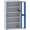 Akku-Ladeschrank 4 Fachböden Sichtfenstertüren Energieleiste seitlich grau / blau. Lista GmbH 49050149