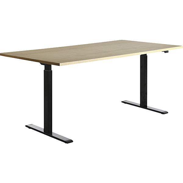 Schreibtisch elektrisch höhenverstellbar gerade BxT 1800 x 800 mm Ahorn/schwarz. Topstar GmbH 67847749