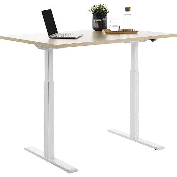 Schreibtisch elektrisch höhenverstellbar gerade BxT 1200 x 800 mm Ahorn/weiß. Topstar GmbH 67845249-3