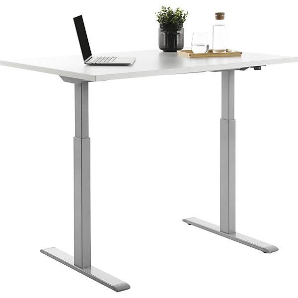 Schreibtisch elektrisch höhenverstellbar gerade BxT 1200 x 800 mm weiß/grau. Topstar GmbH 67843749-3