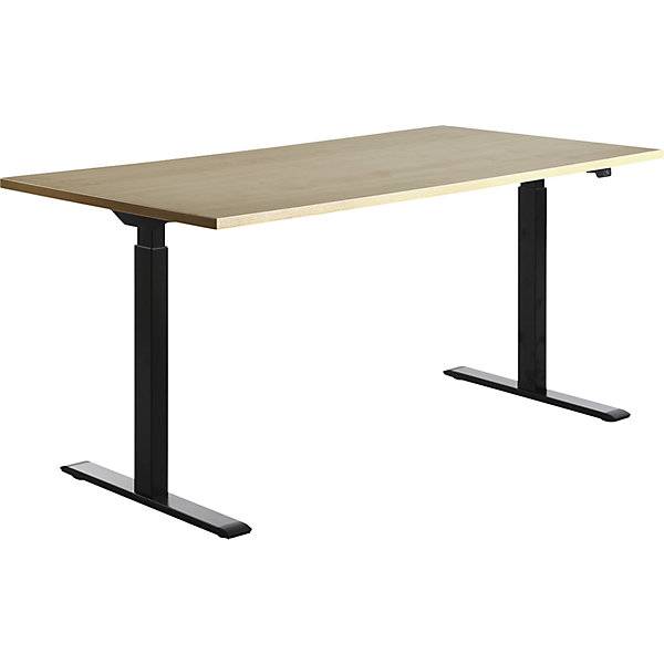 Schreibtisch elektrisch höhenverstellbar gerade BxT 1600 x 800 mm Ahorn/schwarz. Topstar GmbH 67847449-0