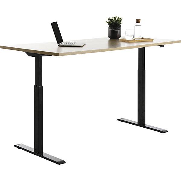 Schreibtisch elektrisch höhenverstellbar gerade BxT 1600 x 800 mm Ahorn/schwarz. Topstar GmbH 67847449-2