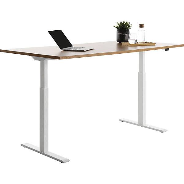 Schreibtisch elektrisch höhenverstellbar gerade BxT 1800 x 800 mm Buche/weiß. Topstar GmbH 67846049-3