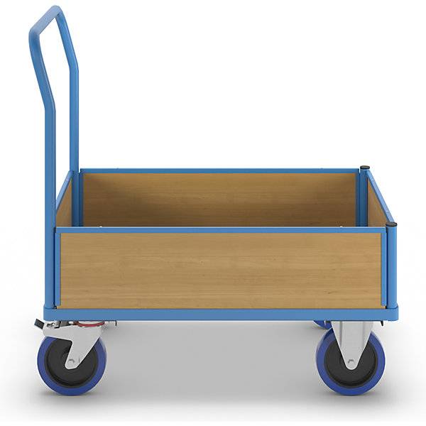 Plattformwagen mit Holzwänden mit 4 halbhohen Wänden LxB 1100 x 700 mm Vollelastik. TAKKT Industrial &-2