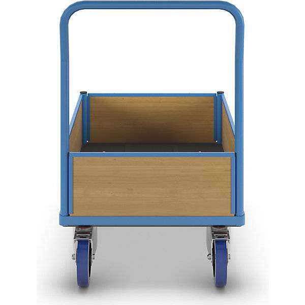 Plattformwagen mit Holzwänden mit 4 halbhohen Wänden LxB 1100 x 700 mm Vollelastik. TAKKT Industrial &-3