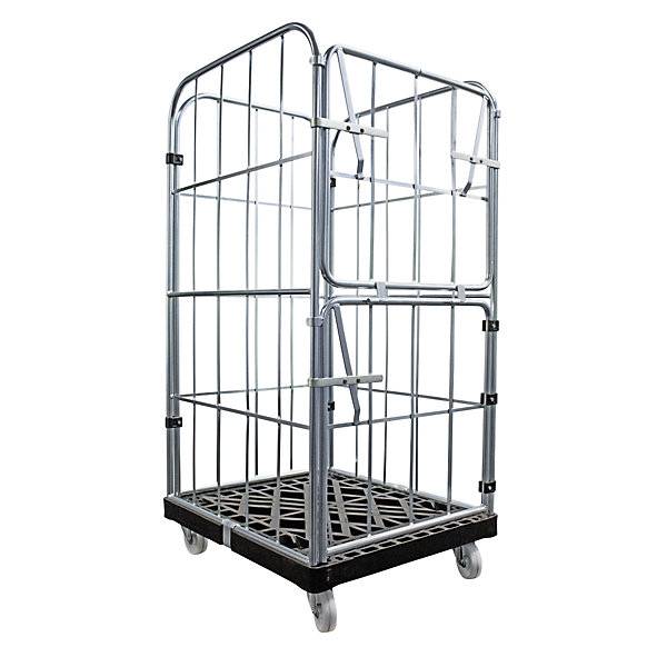 Rollbehälter 4-seitig halbseitig abklappbar tiefschwarz / galvanisch blau verzinkt. Pilsl Transportgeräte GmbH-1