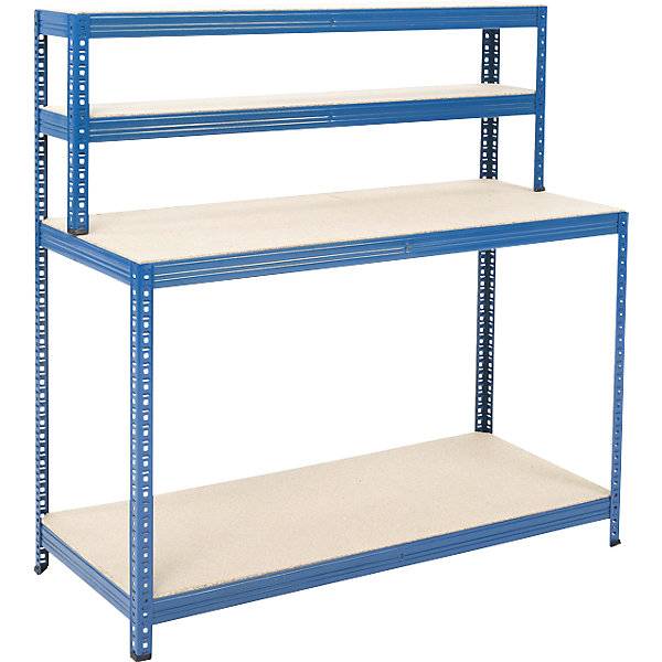 Arbeitsstation mit 4 Etagen mit 4 Ebenen Breite 1400 mm. TAKKT Industrial & Packaging GmbH 72176149-0