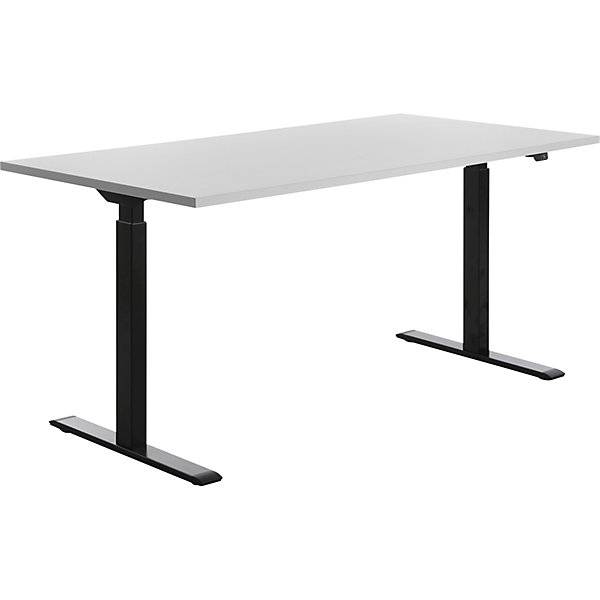 Schreibtisch elektrisch höhenverstellbar gerade BxT 1600 x 800 mm lichtgrau/schwarz. Topstar GmbH 67847349
