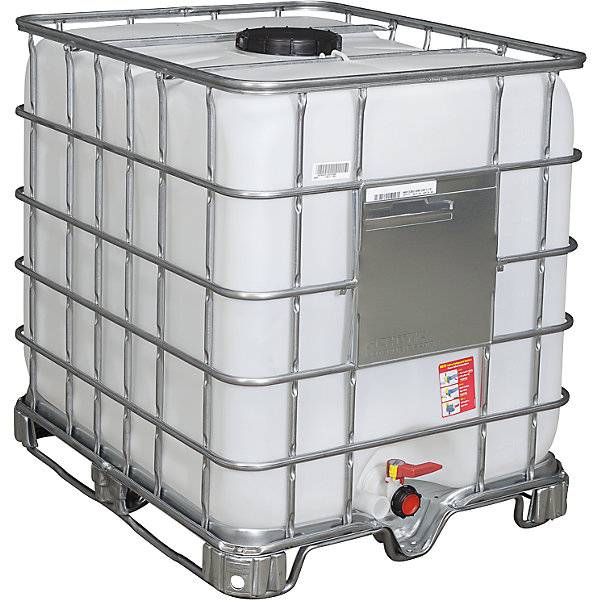 IBC-Container RECOBULK Volumen 1000 l auf Stahlkufen-Palette NW Öffnung 225 mm / NW Auslauf 50 mm. Denios SE-0
