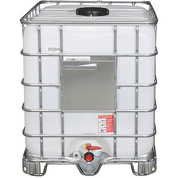 IBC-Container RECOBULK Volumen 1000 l auf Stahlkufen-Palette NW Öffnung 225 mm / NW Auslauf 50 mm. Denios SE-2