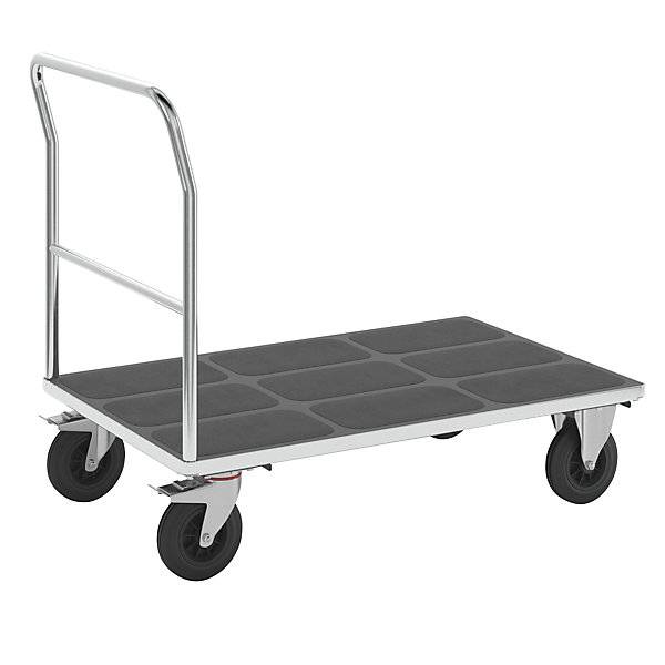 Plattformwagen mit Gitterwänden Rohrschiebebügel Vollgummireifen LxB 1250 x 800 mm verzinkt. TAKKT Industrial-0