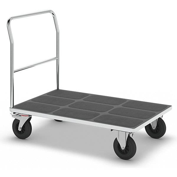 Plattformwagen mit Gitterwänden Rohrschiebebügel Vollgummireifen LxB 1250 x 800 mm verzinkt. TAKKT Industrial-3