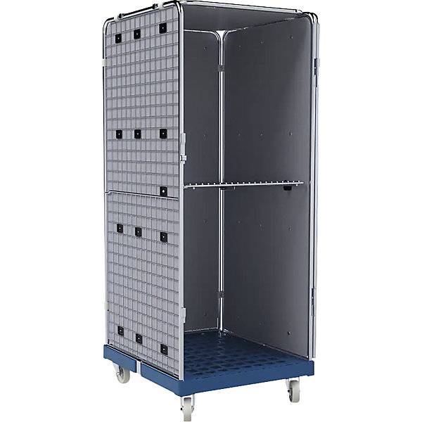 Antidiebstahlrollbehälter blickdicht blau mit klappbarem Zwischenboden. ESB Engineering System Bau GmbH-1