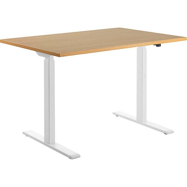 Schreibtisch elektrisch höhenverstellbar gerade BxT 1200 x 800 mm Buche/weiß. Topstar GmbH 67845349