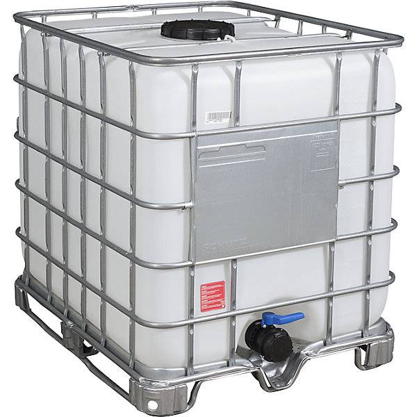 IBC-Container RECOBULK Volumen 1000 l auf Stahlkufen-Palette NW Öffnung 225 mm / NW Auslauf 80 mm. Denios SE-0