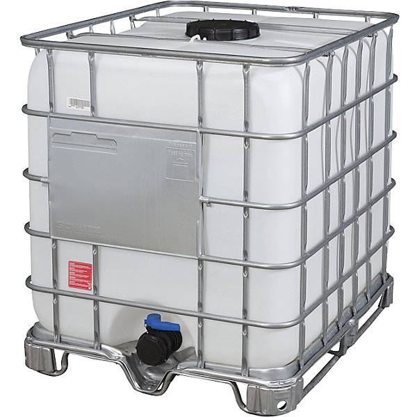 IBC-Container RECOBULK Volumen 1000 l auf Stahlkufen-Palette NW Öffnung 225 mm / NW Auslauf 80 mm. Denios SE-4
