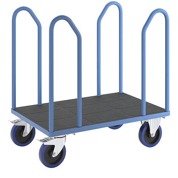 Plattformwagen mit Seitenbügeln Vollelastikreifen LxB 1050 x 700 mm. TAKKT Industrial & Packaging GmbH 69340849-0