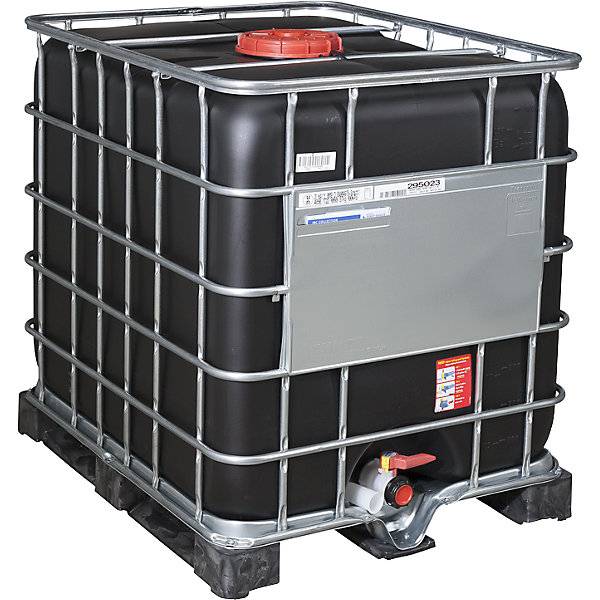 IBC-Container RECOBULK mit UV-Schutz UN-Zulassung Volumen 1000 l auf PE-Palette NW Öffnung 225 mm / NW Auslauf