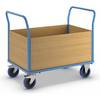Plattformwagen mit Holzwänden mit 4 hohen Wänden LxB 1350 x 800 mm Vollelastik. TAKKT Industrial & Packaging