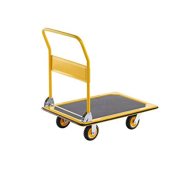 Profi-Plattformwagen Tragfähigkeit 300 kg melonengelb Vollgummiräder. TAKKT Industrial & Packaging GmbH-1