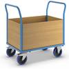 Plattformwagen mit Holzwänden mit 4 hohen Wänden LxB 1150 x 700 mm Vollelastik. TAKKT Industrial & Packaging