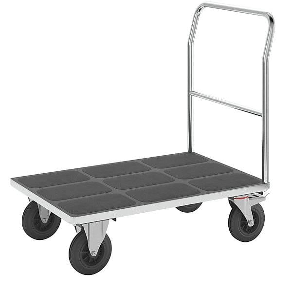 Plattformwagen mit Gitterwänden Rohrschiebebügel Vollgummireifen LxB 1050 x 700 mm verzinkt. TAKKT Industrial-0