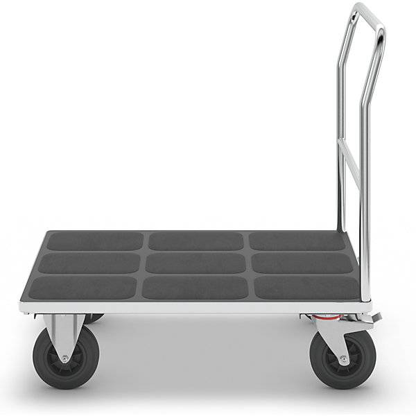 Plattformwagen mit Gitterwänden Rohrschiebebügel Vollgummireifen LxB 1050 x 700 mm verzinkt. TAKKT Industrial-1