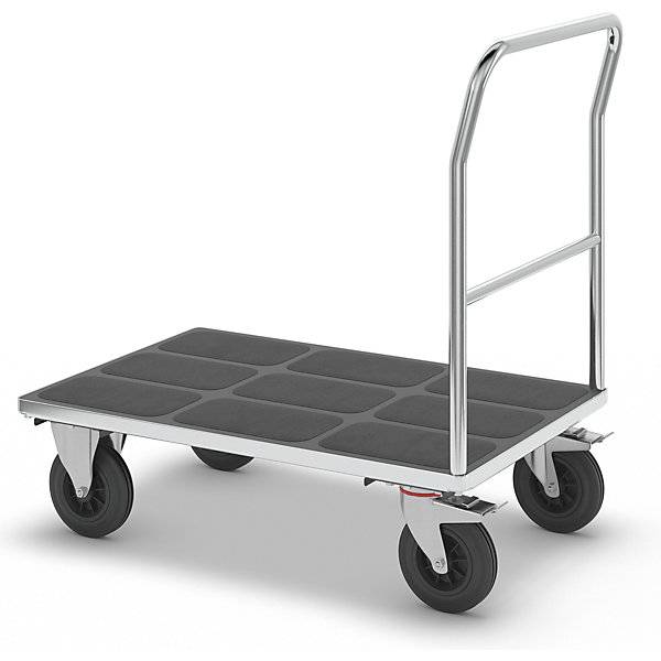 Plattformwagen mit Gitterwänden Rohrschiebebügel Vollgummireifen LxB 1050 x 700 mm verzinkt. TAKKT Industrial-2