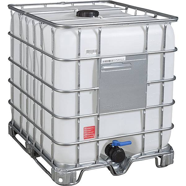 IBC-Container RECOBULK UN-Zulassung Volumen 1000 l auf Stahlkufen-Palette NW Öffnung 150 mm / NW Auslauf 80-0
