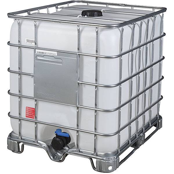 IBC-Container RECOBULK UN-Zulassung Volumen 1000 l auf Stahlkufen-Palette NW Öffnung 150 mm / NW Auslauf 80-3