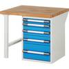 Werkbank mit Standcontainern Baukastensystem Serie 7000 1 Standcontainer mit 5 Schubladen 1 Fuß BxT 1000 x 900