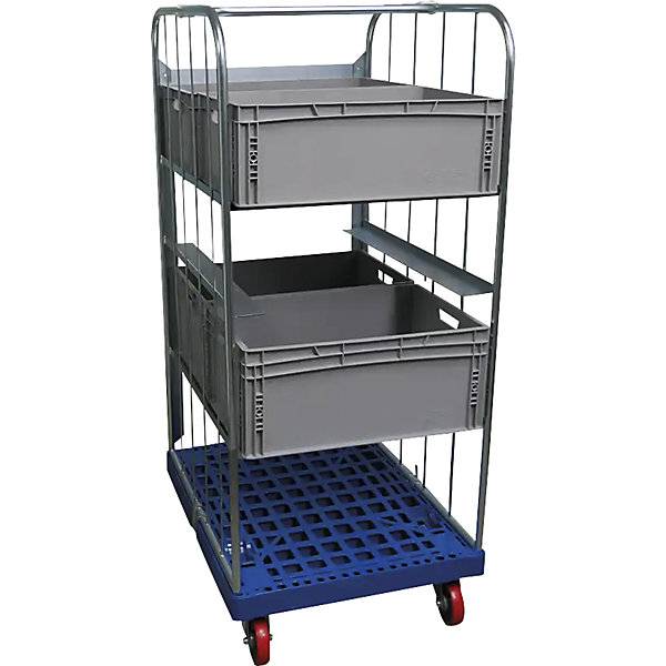 Kommissionierwagen mit Kunststoff-Rollplatte blau. ESB Engineering System Bau GmbH 66811349-1