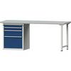 Werkbank Gestellbauweise Serie V 4 Schubladen mit 2 x 90 1 x 180 1 x 360 mm Stahlblechbelagplatte Breite 2000