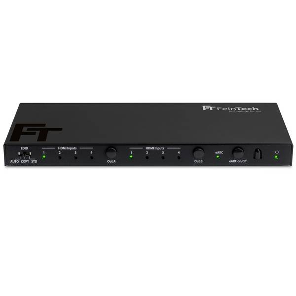 FeinTech VAX04201 HDMI eARC Pass Matrix Switch 4x2 für TV, Videopropjektor und Soundbar
