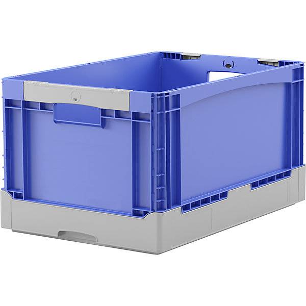 Klappbox EQ mit Durchfassgriffen und glattem Boden LxBxH 600 x 400 x 285 mm blau. BITO 73264749