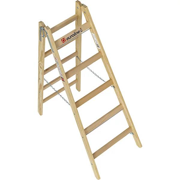 Holz-Sprossen-Stehleiter mit Eimerhaken 2 x 5 Sprossen. Euroline GmbH Friedrich Schlichte 58961549-1