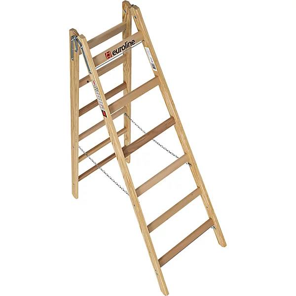 Holz-Sprossen-Stehleiter mit Eimerhaken 2 x 6 Sprossen. Euroline GmbH Friedrich Schlichte 58961649-1