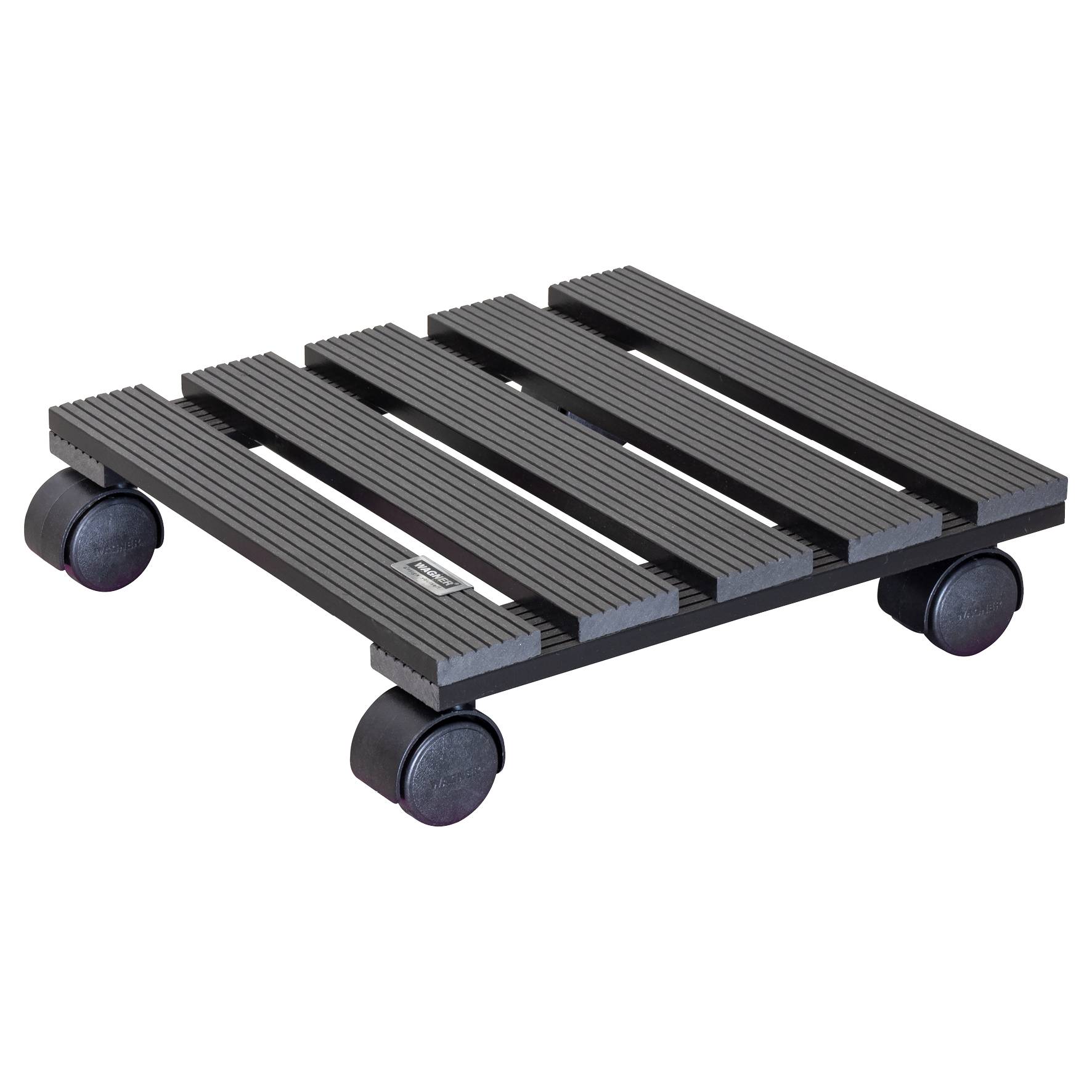 WAGNER Pflanzenroller WPC 29 x 29 x 8 cm, für außen & innen, anthrazit, wetterfest, Tragkraft 60 kg - 20050001-0